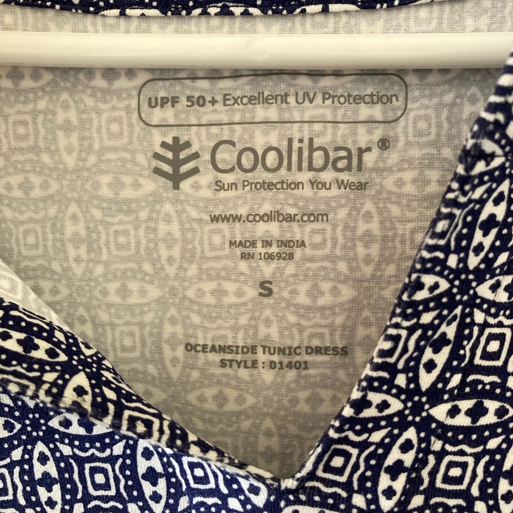Coolibar Oceanside Tunic UPF 50 Coverup Dress in Blue & Pink - Size Small - Picture 6 of 9